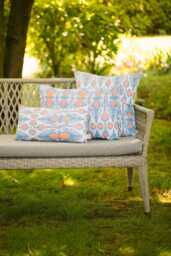 Linen Pillow Cover - Pillowcase Ikat Covers Blue Coral - thumbnail 1