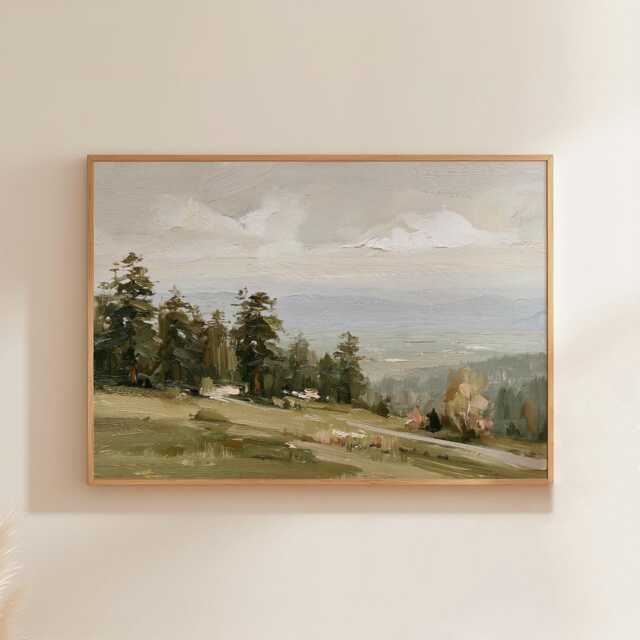 Cedar Forest Poster, Misty Valley Print, Nature Wall Art, Paper - image 1