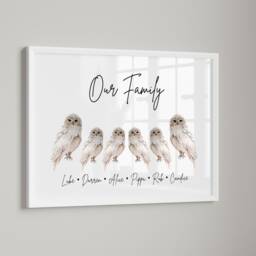 Personalised Framed Owl Family Print, Sign, Gift, Home Decor Gifts, Customised - thumbnail 2