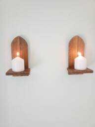 Pair Of Arched Gothic Candle Sconces. Please Read P&p Restrictions On This Order in The Description - thumbnail 1