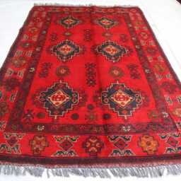 3x5 Ft Turkmen Oriental Rug, Khal Mohammedi Bukhara Afghan Geometric Handmade Red Bokhara Livingroom, D??cor Office Area Rug - thumbnail 2