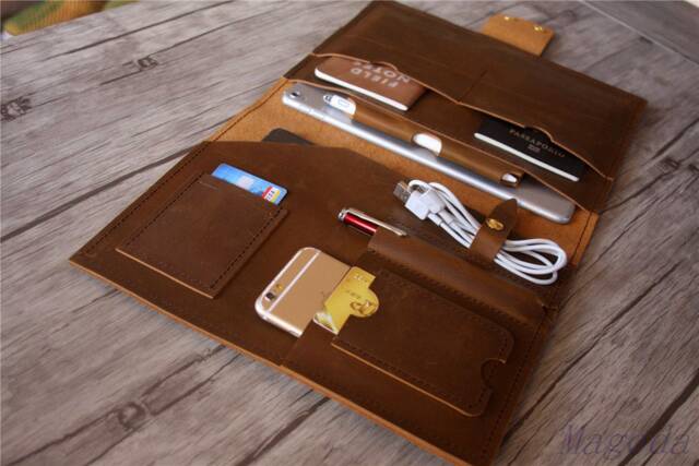 Handmade Leather Portfolio Case, Travel Organizer, Personalized Gift - image 1