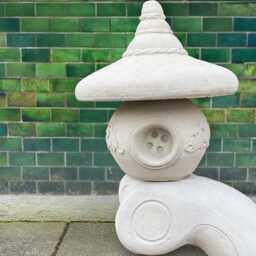 Concrete Curved Pagoda Statue Zen Garden Temple Decor Japanese Stone Lantern Sculpture Outdoor Lawn Ornament Handmade Art Gift - thumbnail 4
