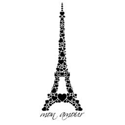 Eiffel Tower in Hearts Vinyl Wall Decal - Paris Travel Art - thumbnail 3