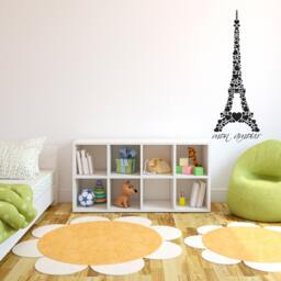 Eiffel Tower in Hearts Vinyl Wall Decal - Paris Travel Art - thumbnail 2
