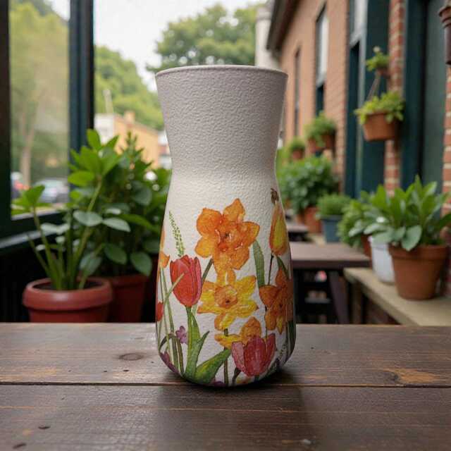 Beautiful Daffodil & Tulip Flower Vase, Gifts For Mum, Nan, Housewarming Gifts, Mothers Day, Birthday, Spring Decor - image 1