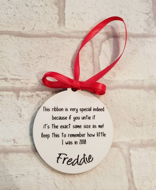 Personalised Height Memory Bauble - Keepsake Gift Ribbon Measurement Ornament, Year On Birthdays Christmas New Baby - image 1