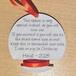 Personalised Height Memory Bauble - Keepsake Gift Ribbon Measurement Ornament, Year On Birthdays Christmas New Baby - thumbnail 2
