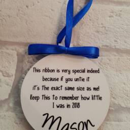 Personalised Height Memory Bauble - Keepsake Gift Ribbon Measurement Ornament, Year On Birthdays Christmas New Baby - thumbnail 3