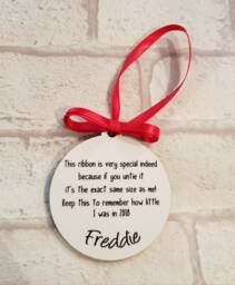 Personalised Height Memory Bauble - Keepsake Gift Ribbon Measurement Ornament, Year On Birthdays Christmas New Baby - thumbnail 1
