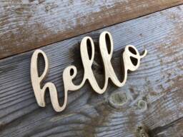 Hello Sign Hi Wooden, Gold, Sign For Wall, Shelf Decor, Standing Wood Sign, Entrance Cafe Farmhouse Wooden - thumbnail 1