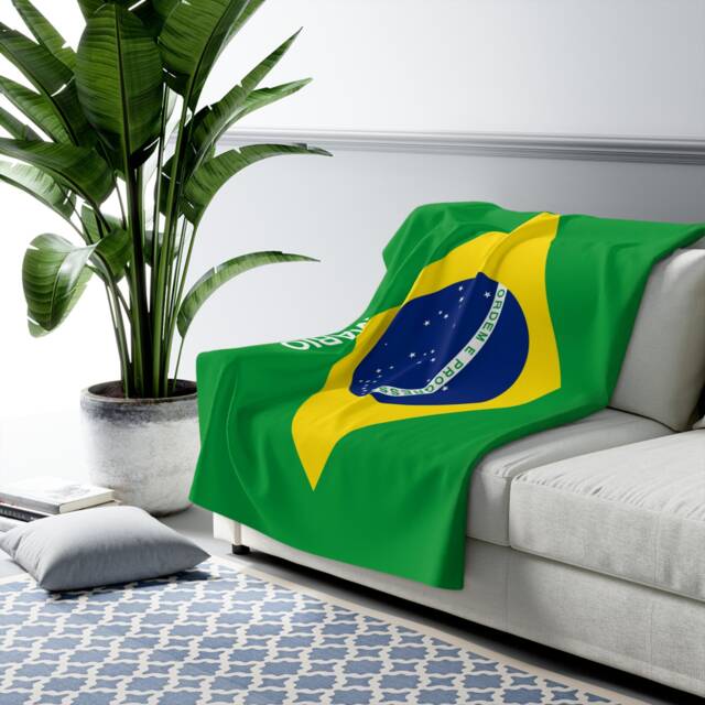 Brazil Fleece Blanket, Brazil Flag Blanket, Of Brazil, Custom Personalized Country Gift, Name Blanket - image 1