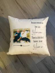 Personalised Memorial Keepsake Cushion Of A Loved One , Someone in Heaven , Cuddle Gift , in Loving Memory - thumbnail 1