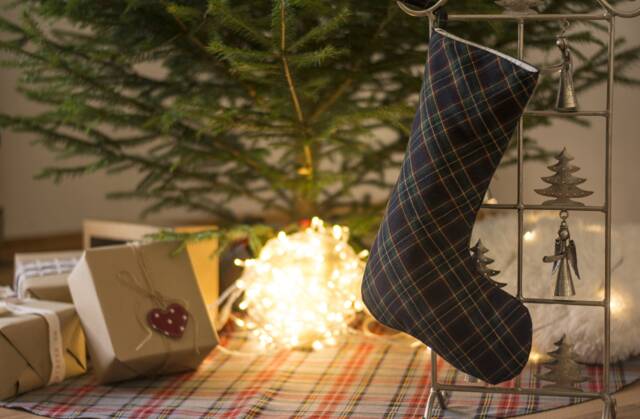 Dark Green Plaid Christmas Stocking - image 1