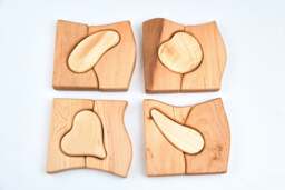 Wood Play Set - Walfdorf Cubes Wooden Meccano Eco-Puzzle Toys Animal Puzzle Puzzle Toy Kids Gifts Vegetabls - thumbnail 1