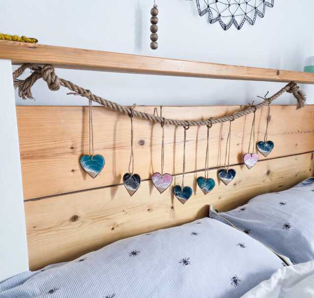 Bunting Pink & Blue Rustic Colourful Garland Decoration For Bedroom Fireplace Beach Room Decor Teen Wall Art - image 1