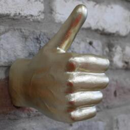 Golden Thumbs Hand Gesture Wall Art - Mounted Decoration Up Home Gift - thumbnail 2