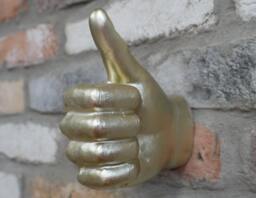 Golden Thumbs Hand Gesture Wall Art - Mounted Decoration Up Home Gift - thumbnail 1