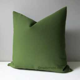 Palm Sunbrella?? Outdoor Pillow Cover in Olive Green For Modern Patio & Garden Seating, Throw Cushions By Mazizmuse - thumbnail 4