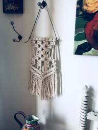 Medium Cotton Woven Macrame Wall Hanging Leather