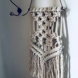 Medium Cotton Woven Macrame Wall Hanging Leather - thumbnail 2