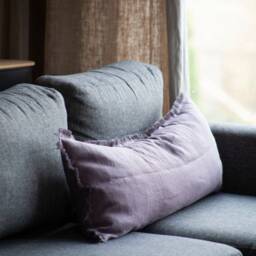Purple Lumbar Pillow Cover, Fringed Long Lumbar, Custom Size Lumbar Cushion, Linen Case - thumbnail 2