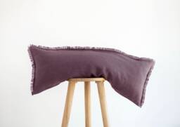 Purple Lumbar Pillow Cover, Fringed Long Lumbar, Custom Size Lumbar Cushion, Linen Case