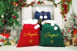 Personalized Christmas Family Santa Bag, Stocking Sack With Name, Gift Bag , Holiday For Kids, Xmas