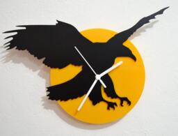Eagle Attacking - Black & Yellow Silhouette Wall Clock