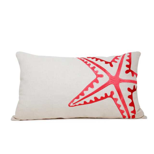 Nautical Pillow Cover, Starfish Pillow, Sea Life Housewarming Gift, Beach Decor, Linen Starfish, Gift For Her - image 1