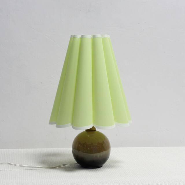 Handmade Scallop Light Green Fabric Table Lamp With Ceramic Base - image 1