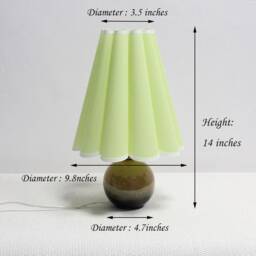 Handmade Scallop Light Green Fabric Table Lamp With Ceramic Base - thumbnail 2
