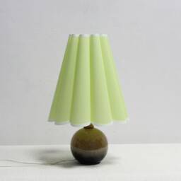 Handmade Scallop Light Green Fabric Table Lamp With Ceramic Base