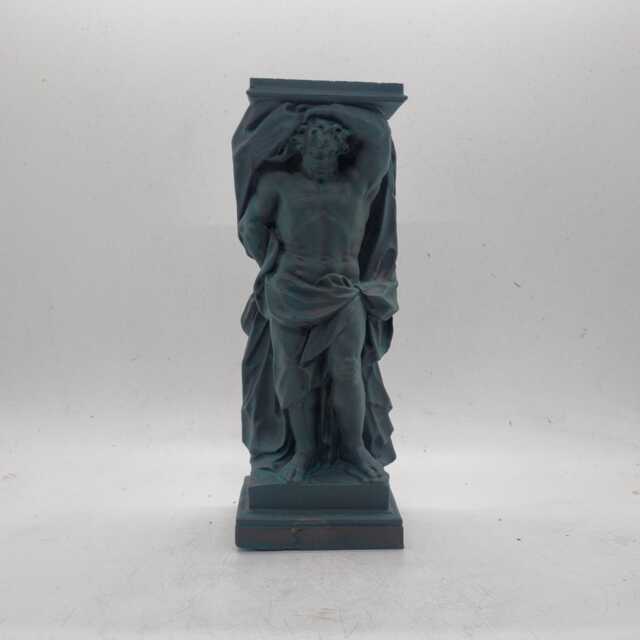 Patina Effect Atlas Statuette, Roman Hellenistic Sculpture, Greek Mythology Gift Idea, Greek Titan Statue, Rustic Home Decoration, Bust - image 1