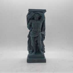 Patina Effect Atlas Statuette, Roman Hellenistic Sculpture, Greek Mythology Gift Idea, Greek Titan Statue, Rustic Home Decoration, Bust - thumbnail 1