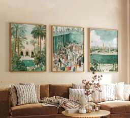Set Of 3 Baghdad Posters, Middle Eastern City Wall Art, Travel Print Set, Modern Architecture Artwork, Urban Home Decor, Warm Tone Style