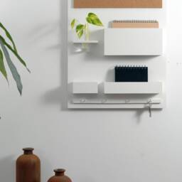 Entryway Organizer, 45 X 63 cm, Wooden, White, Home Office, Pin Board - thumbnail 3