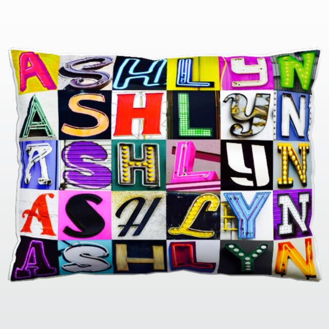 Ashlyn Personalized Pillow Featuring Photos Of Sign Letters Custom Couch Cushions Colorful Pillows Photo Pillow Sofa Pillows