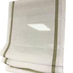Linen Relaxed Roman Shade With Pine Border, Custom Window Treatment - thumbnail 3