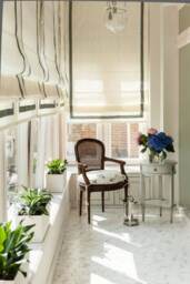 Linen Relaxed Roman Shade With Pine Border, Custom Window Treatment
