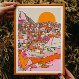 Manarola Italy Art Print Colourful Travel Illustration - thumbnail 3