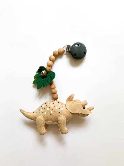 Dinosaur Stroller Mobile Felt Triceratops Pram Accessory - image 1