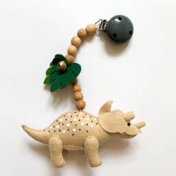 Dinosaur Stroller Mobile Felt Triceratops Pram Accessory - thumbnail 2