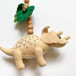 Dinosaur Stroller Mobile Felt Triceratops Pram Accessory - thumbnail 3