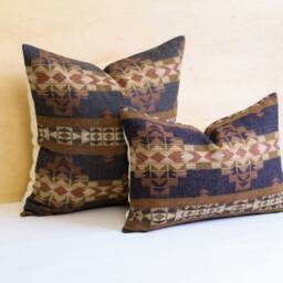 Desert Dawn Pillow Cover, Brown & Navy Southwestern Cover - Made To Order - thumbnail 3