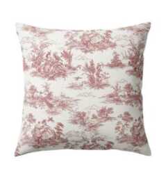 Red Toile De Jouy Cushion Cover, Vintage French Style Throw Pillow - thumbnail 3