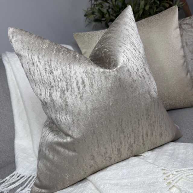 Luxury Taupe Cushion Cover - Textured Design Reversible Pillow Case For Sofa Or Bed Nessa - image 1