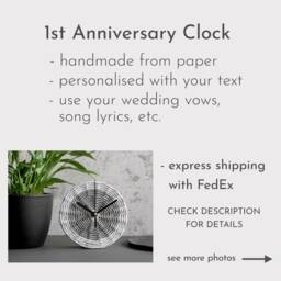 1st Anniversay Gift For Couple, Paper Clock Personalised With Wedding Vows Or Song Lyrics, Traditional First Year Of Marriage - thumbnail 2