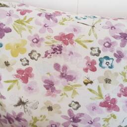 Purple Floral Cushion, Hidcote Pattern On Both Sides, Pastel Flower Pillow, With Zip Fastening - thumbnail 3