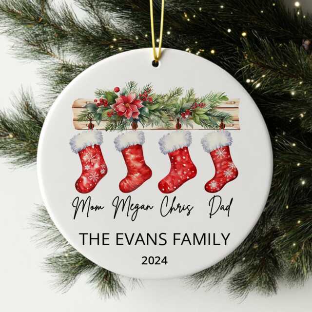 Personalized Family Christmas Ornament Baby's First Xmas Bauble Keepsake - image 1